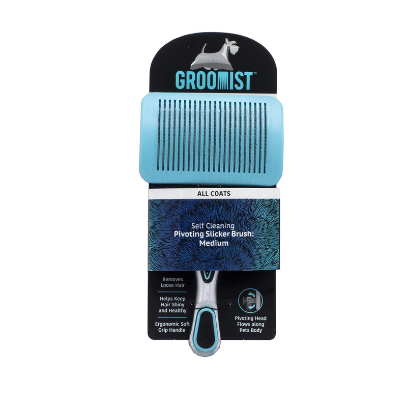 Ergonomic Pivoting Slicker Brush for Medium Dogs - Self Cleaning and Shedding Control for Loose Hair and Mats - PawsPlanet Australia