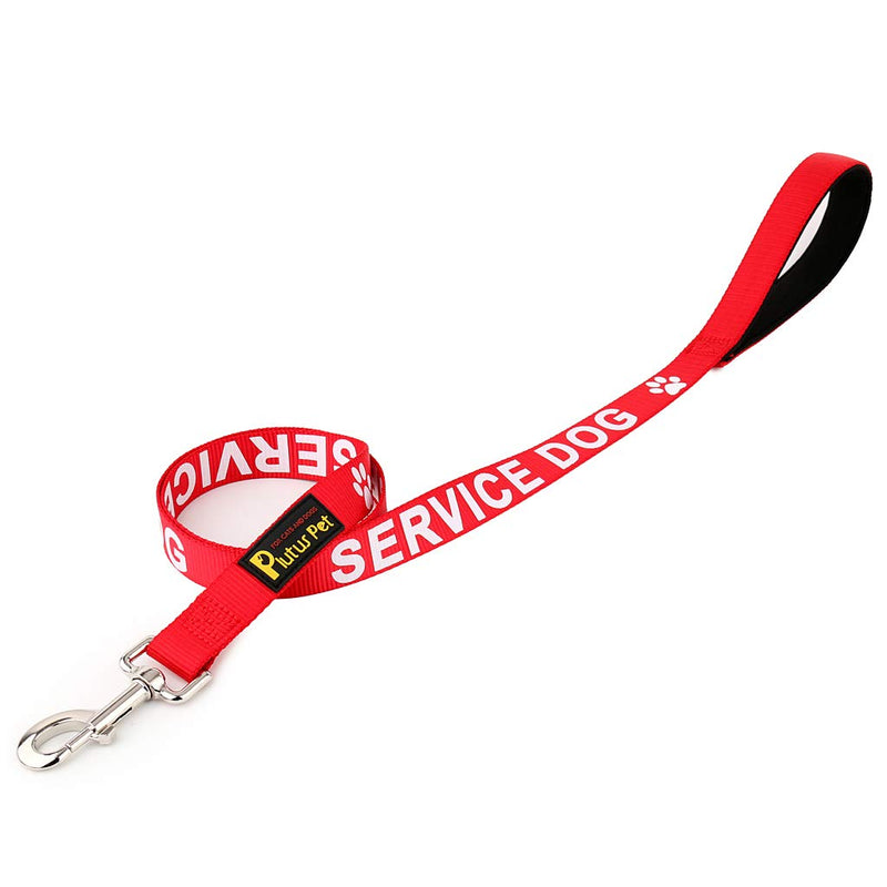 Plutus Pet Service Dog Leash with Soft Neoprene Padded Handle,Printed in Large Letters on Both Sides,4ft Long，Red，5/8" Wide for Small Dogs - PawsPlanet Australia