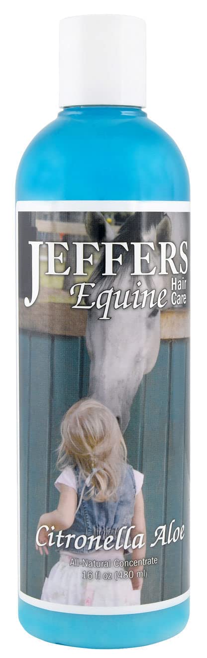 Jeffers Equine Citronella Aloe Horse Shampoo – pH Balanced, All Natural, Deodorizing Wash for Horses, Pony, Foals – Natural Citrus Scent – Gentle Grooming for Soft Coat, Tail & Mane – 16 oz 16oz - PawsPlanet Australia