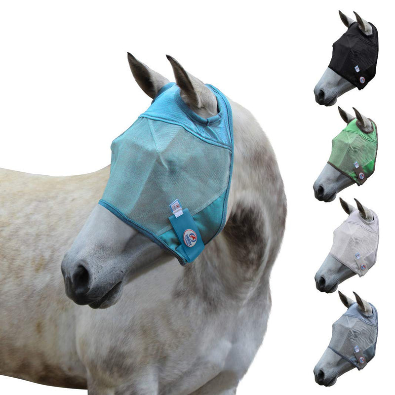 Derby Originals Reflective Mesh Fly Mask with 1 Year Warranty No Ears or Nose Cover,Summer Blue,Small (Pony),72-7107SB-S - PawsPlanet Australia