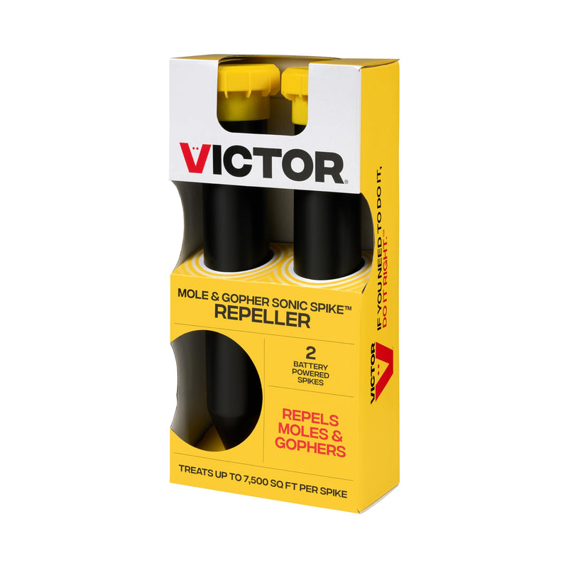 Victor Mole and Gopher Sonic Spike - Outdoor Mole and Gopher Repellent - M9012 - Chemical Free Solution - 2 Pack Sonic Spikes 2 spike