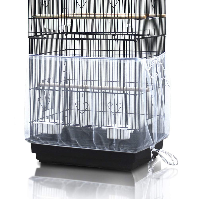 ASOCEA Bird Cage Seed Cather,Universal Adjustable Birdcage Cover Skirt Nylon Mesh Netting Parrot Parakeet Macaw African Round Square Cages Cover White - PawsPlanet Australia