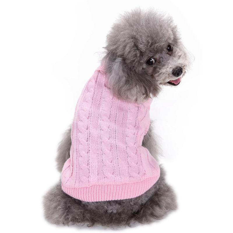CHBORCHICEN Small Dog Sweaters Knitted Pet Cat Sweater Warm Dog Sweatshirt Dog Winter Clothes Kitten Puppy Sweater (Medium,Pink) Medium Pink - PawsPlanet Australia