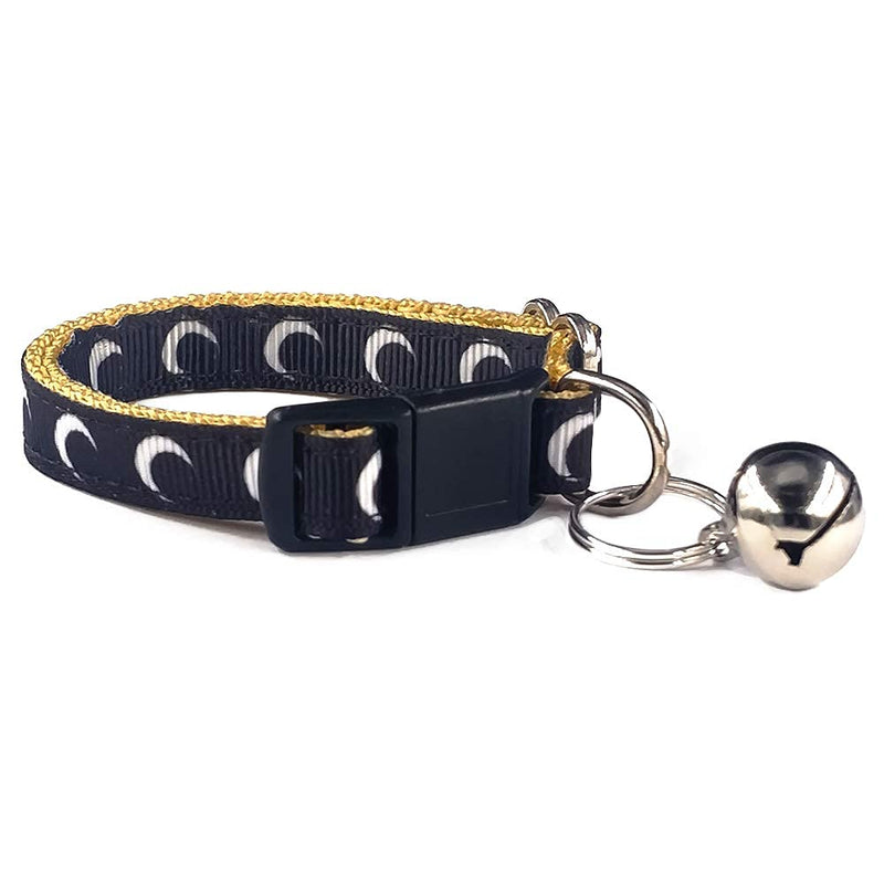 Waag Crescent Moon Galaxy Space Cat Collar - Multiple Designs, Safety Breakaway Collar (Copper Gold Webbing, XXS 6.5"-10" Neck) 6.5-10 Inch (Pack of 1) Copper Gold Webbing