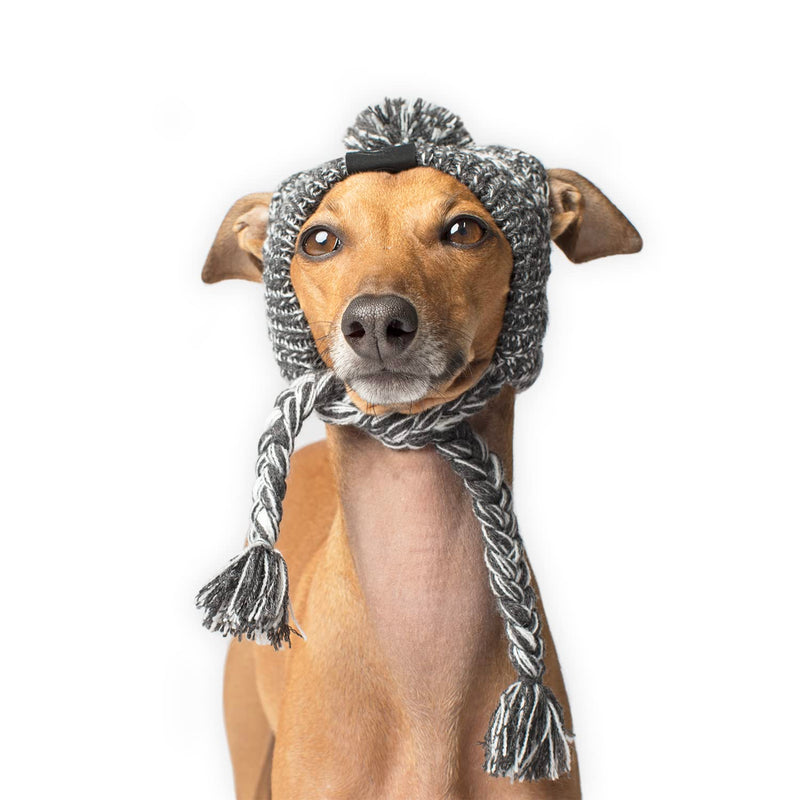 Canada Pooch Winter Dog Hat Pom Pom Hat Dog Beanie Knitted Warm Dog Hat for Small Medium Large Dogs L Charcoal - PawsPlanet Australia