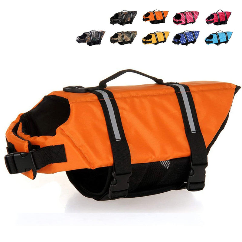 HAOCOO Dog Life Jacket Vest Saver Safety Swimsuit Preserver with Reflective Stripes/Adjustable Belt Dogs Orange,L Large - PawsPlanet Australia