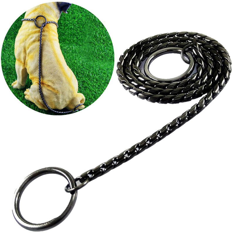Dog P Snake Chain Chrome Plated Metal Dog Training Choke/Collar-Fully Guaranteed Against Rust Tarnish or Breakage-Recommended for Professional Training (Black, 4mm*50cm(20")) 4mm*50cm(20") Black - PawsPlanet Australia