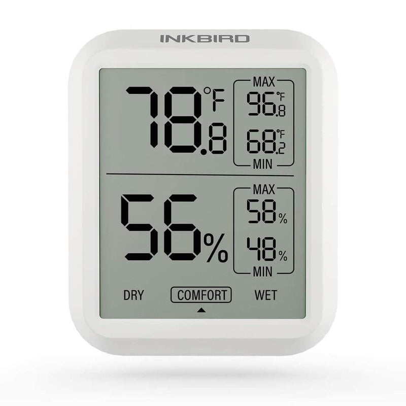 Inkbird IndoorI Thermometer Hygrometer, Max & Min Records for Reptiles, TH-20 Digital Room Thermometer Humidity Gauge with Temperature and Humidity Monitor for Guitar Ukulele Fridge - PawsPlanet Australia