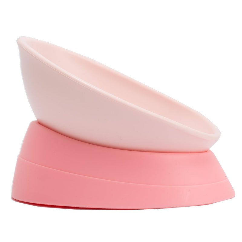 Bulldog Bowl Anti-Slip Dog Cat Dish Detachable Rubber Dog Bowl Pet Sterile Tilted Pet Feeder Slope Base (Pink, 2 Cup (Small/Medium Dog)) Pink 2 Cup ( Small/Medium Dog ) - PawsPlanet Australia