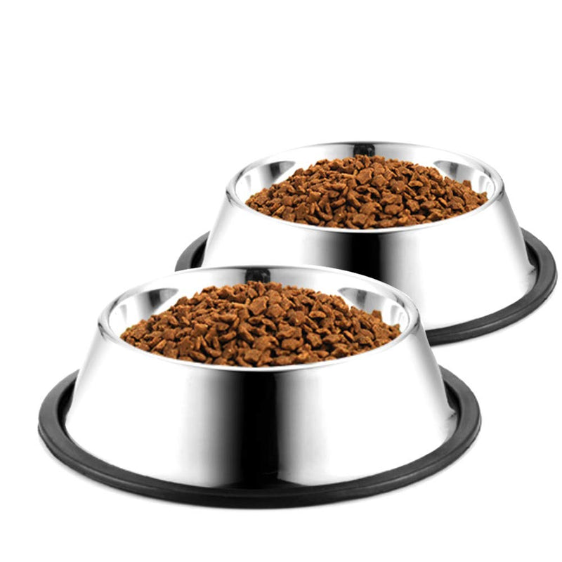 WEDAWN Stainless Steel Dog Bowls,Dog Dishes 8oz 16oz 26oz 40oz, Cat Bowl Water and Food with Rubber Base for Small/Medium/Large Dogs, Cats, Puppy Rabbit and Kitten 6 Cup/40 oz Silver/2Pack