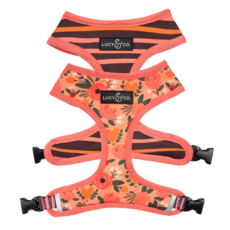 Lucy & Co. Reversible Dog Harness Walking Halter - Best Designer Pet Harnesses for Extra Small Medium Large XL Dogs Plus Pug Breeds - Padded Adjustable Puppy Vest for Easy Walking X-Large The Posy Pink Reversible Dog Harness - PawsPlanet Australia