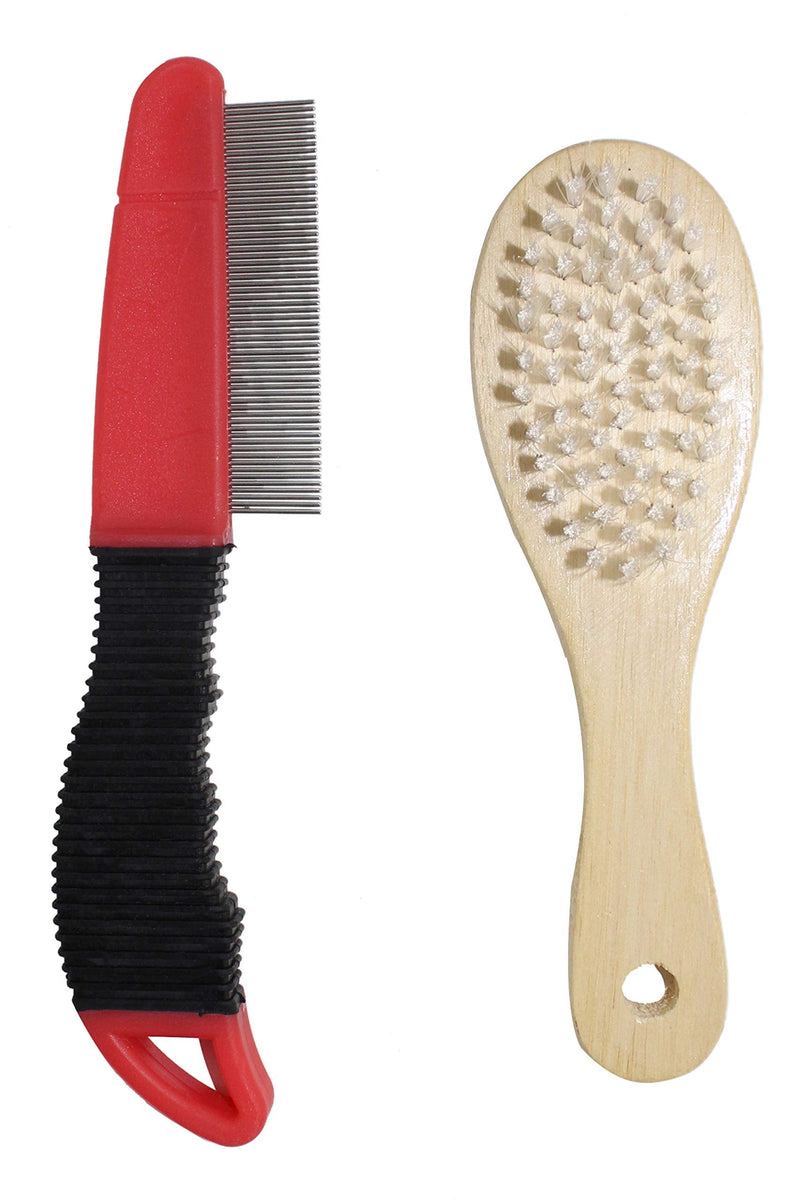 Pets First Deluxe 3 Piece Pet Brush & Comb Grooming Set - Luxury Grooming Set for Pets - Flexible Rubber Sleeve + Short Hair Pet Comb + Double Sided Detangling Brush - PawsPlanet Australia