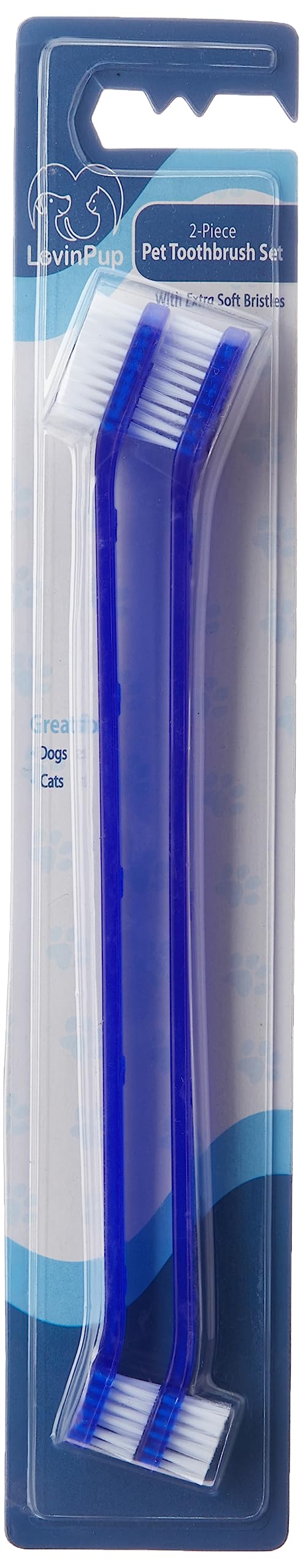 Pets First Softest Bristle Dog Toothbrush Extra Large Long Double Sided for Small & Large Teeth - Set of 2, Blue. Easy to use Cat Toothbrush Professionally to Avoid Gum Disease for Your Canine - PawsPlanet Australia