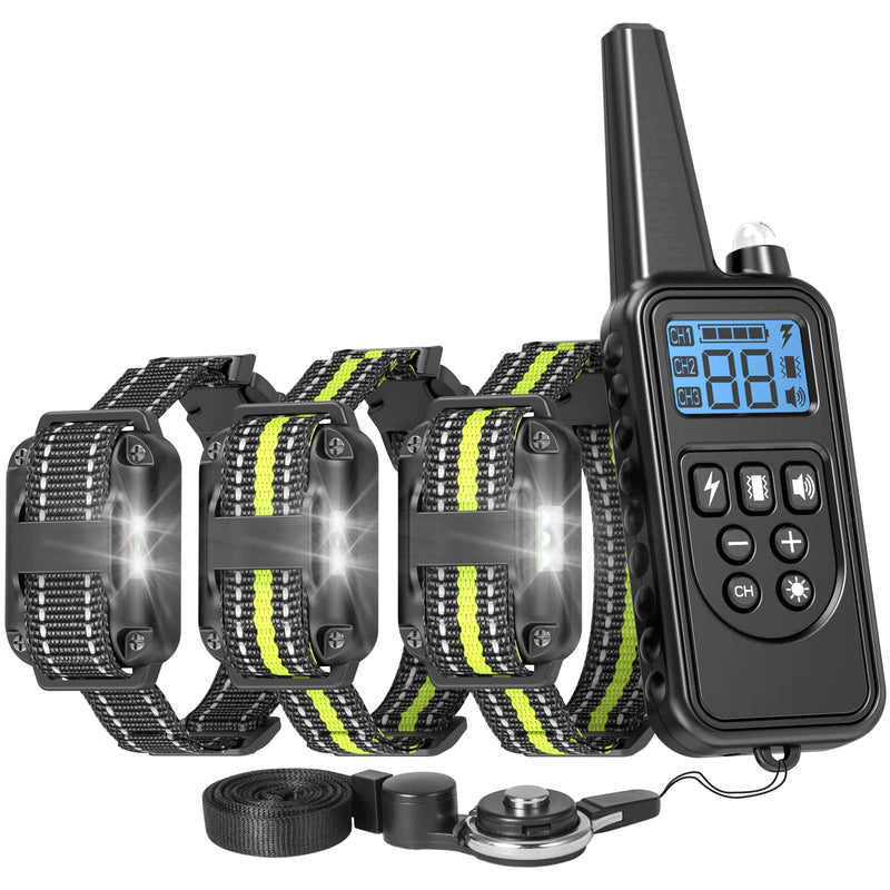 FunniPets Dog Training Collar for 3 Dogs, 2600ft Dog Shock Collar with Remote Waterproof Electronic Dog Collar for Small Medium and Large Dogs with 4 Training Modes Light Static Shock Vibration Beep - PawsPlanet Australia