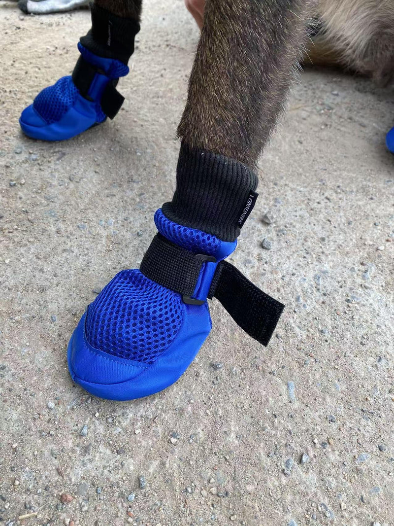 Dog Boots Breathable, Dog Shoes Protecting Dog's Paws, Dog Booties with Soft and Nonslip Soles, Set of 4, Size Large, Color Blue - PawsPlanet Australia