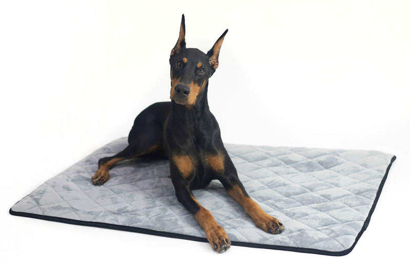 4Knines Extra Large Dog Crate Mat – Waterproof, Non-Slip, Machine Washable Crate Mat – Soft, Durable Kennel Mat for Dogs – Pet Bed for Crates, Travel or Home Use - Extra Large (Grey) Grey XL - PawsPlanet Australia