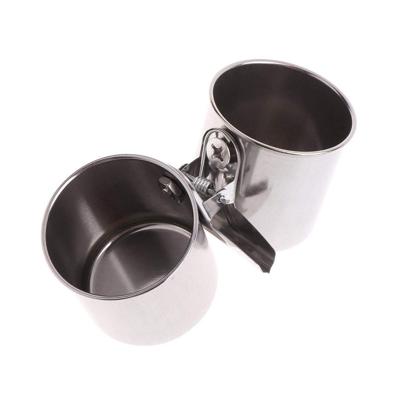 Hypeety Bird Parrot Feeding Double Cups Stainless Steel Food Water Bowls with Clip Bird Seed Feeder Cups Hanging Bowl Cage Stand Accessories - PawsPlanet Australia