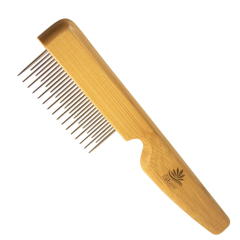 Detangling Pet Comb for Matted Hair and Detangler, with Long & Short Stainless Steel Teeth for Dog and Cat- Natural Easy Grooming Tool - PawsPlanet Australia