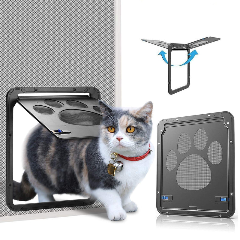 Ownpets Pet Screen Door,Inside Door 8x10x0.4 inch,Lockable Magnetic Flap Screen Automatic Lockable Black Door for Puppy Dog and Cat Door - PawsPlanet Australia