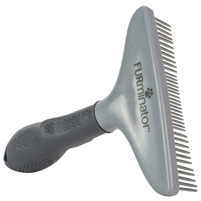 FURminator Dog/Cat Grooming Rake, Grooming Tool, Removes Loose Hair and Tangles, Gray updated model - PawsPlanet Australia