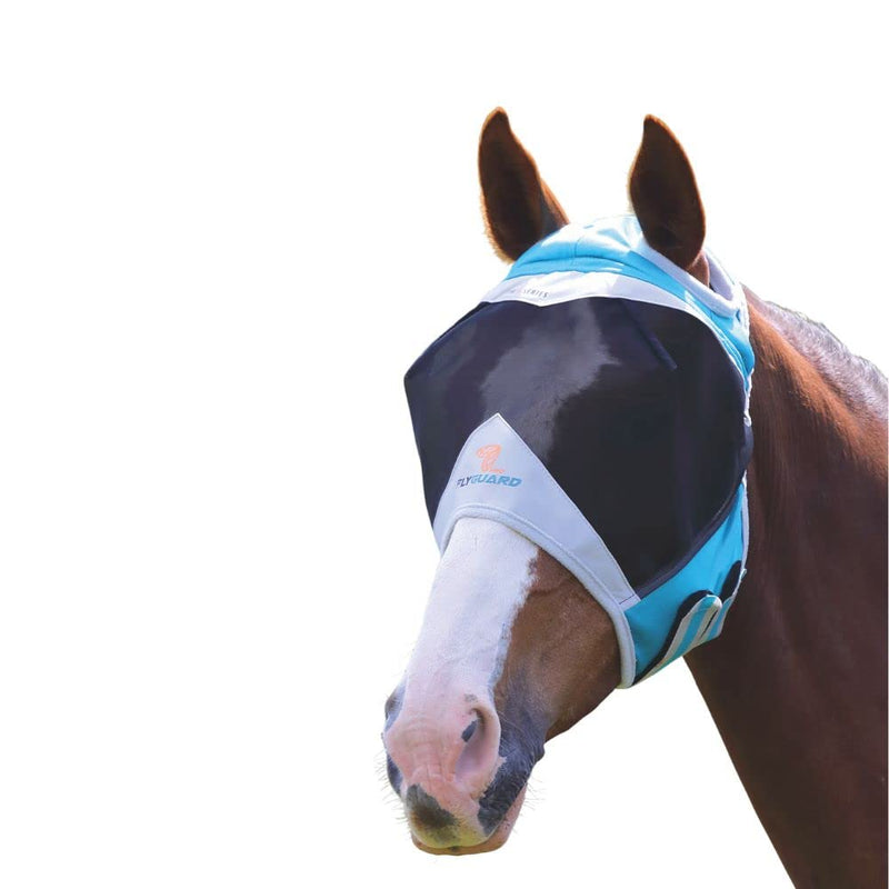 Shires Fly Guard Fine Mesh Horse Fly Mask with Ear Holes Full Teal - PawsPlanet Australia