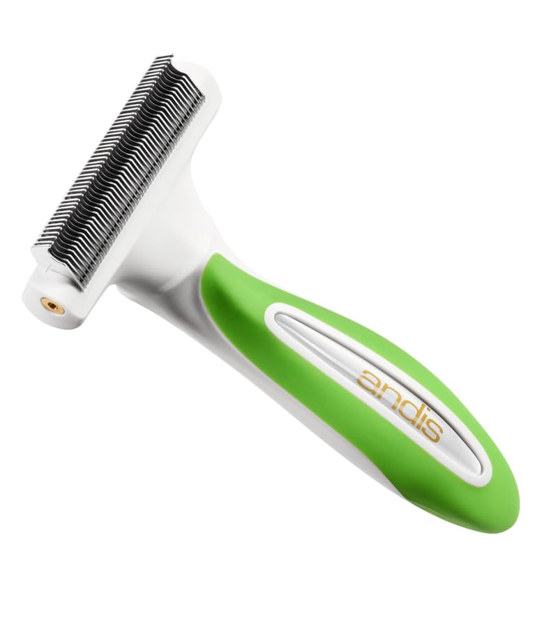 Andis Premium Fine-Tooth Deshedding Rake - White-Green - PawsPlanet Australia