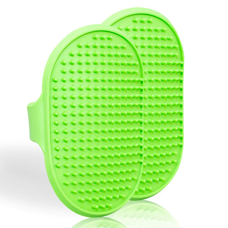 Lillian Ruff Dog Bath Brush - 2 Pack of Flexible Rubber Dog Shower Brush with Adjustable Strap - Soothing Massage Bristles Produce more Lather, Reduce Bath Time, Remove More Dirt & Loose Hair (Green) Green - PawsPlanet Australia
