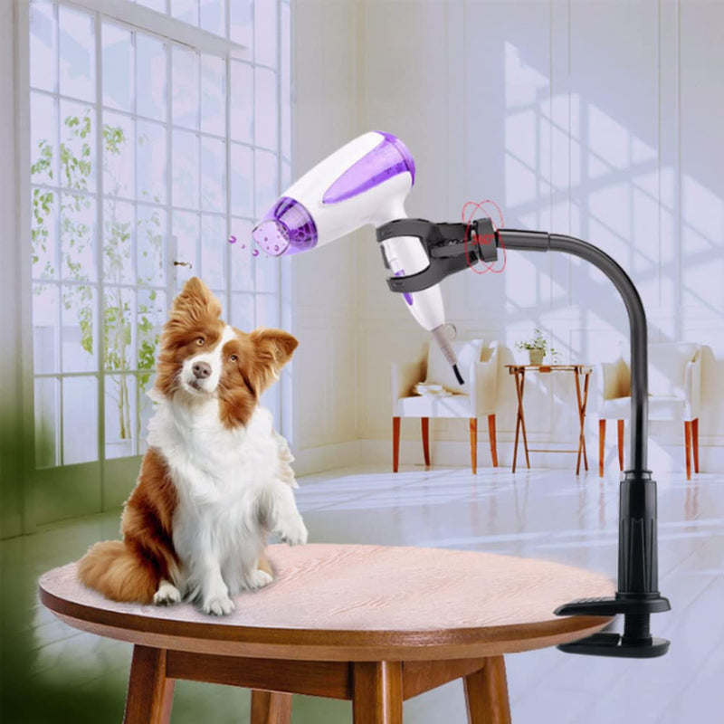 Hair Dryer Holder, 360 Degrees Rotatable Hands Hair Dryer Stand Aluminum Alloy Pet Dog Cat Grooming Table Hair Dryer Clip Holder with Clamp Mount - PawsPlanet Australia