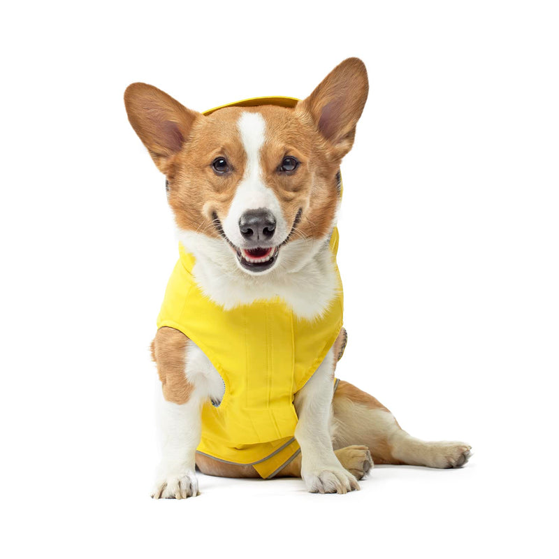Canada Pooch Torrential Tracker Dog Rain Jacket - Easy On, Adjustable Full Body Coverage, Waterproof, Functional Pockets, Reflective Trim Rain Coat for Dogs, Great for Dogs 24 (23-25" back length) Yellow - PawsPlanet Australia