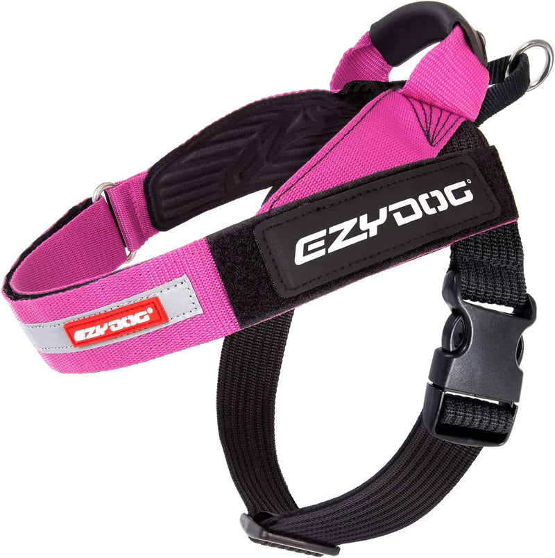 EzyDog Express Dog Harness - Adjustable Dog Harness for Large, Medium, and Small Dogs with Padded Ergonomic Anti-Chafing Design, Grip Handle, & Easy Side Buckle (S, Pink) S - PawsPlanet Australia