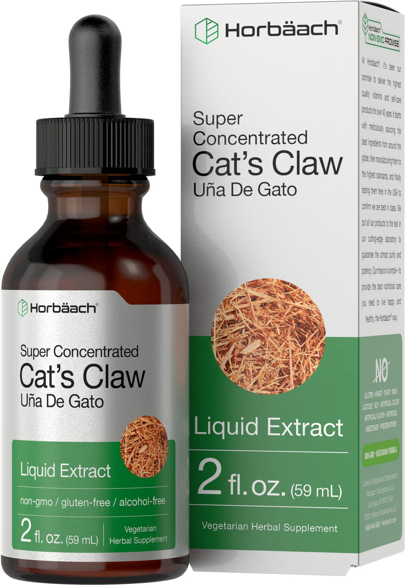 Horbäach Cats Claw Herb Extract Tincture | 2 Fl Oz | Alcohol Free | Vegetarian, Non-GMO, Gluten Free Liquid - PawsPlanet Australia