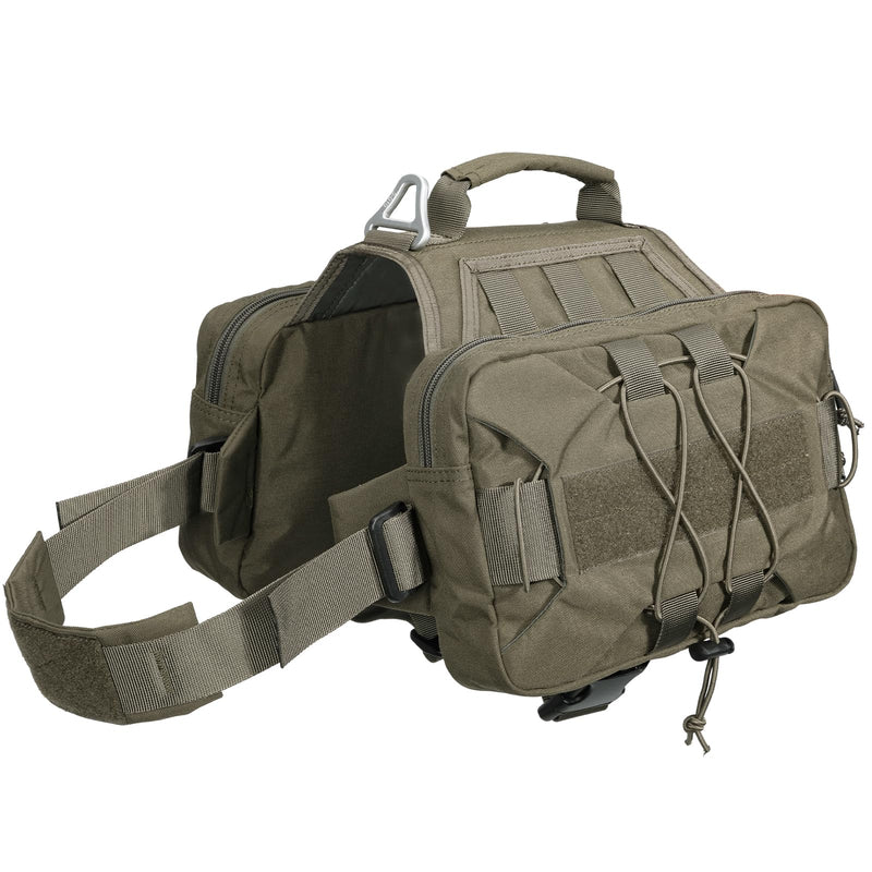 EXCELLENT ELITE SPANKER Dog Pack Hound Dog Saddle Bag Backpack for Travel Camping Hiking Medium & Large Dog with 2 Capacious Side Pockets(RGN-L) 11.00" x 1.50" x 7.00" Ranger Green - PawsPlanet Australia