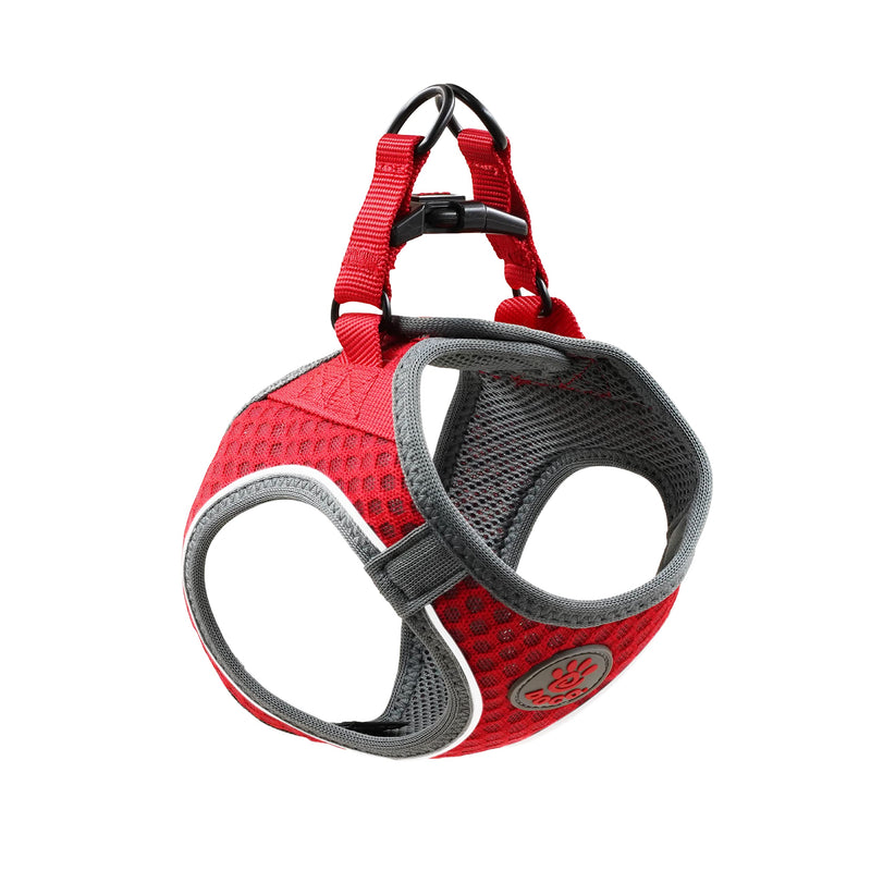 DOCO Athletica Small Dog Quick FIT Mesh Harness │ 2 Leash Clips, Heavy Duty No Choke Vest, Lightweight Reflective (Dogs and Puppies Under 30 lbs) Medium (Chest: 16-17") Red - PawsPlanet Australia