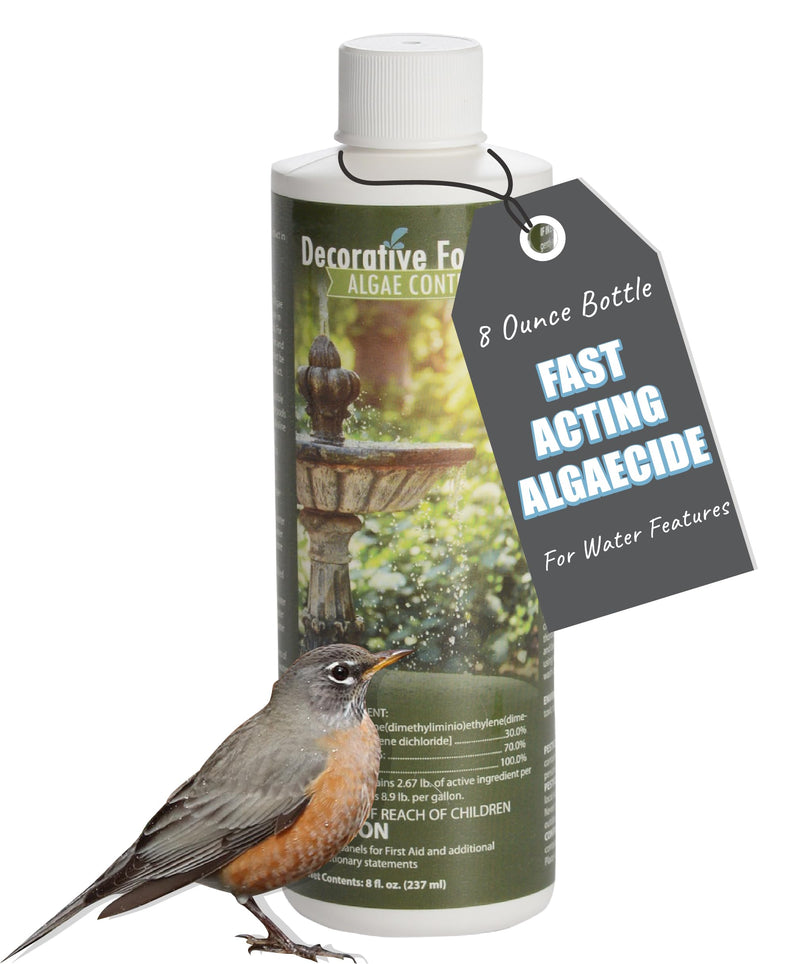 Fountain Algaecide and Clarifier - 8oz - Kills and Inhibits All Types of Algae Growth, Formulated for Small Ponds and Water Features, Treats up to 8,000 Gallons 8 Fl Oz (Pack of 1) - PawsPlanet Australia