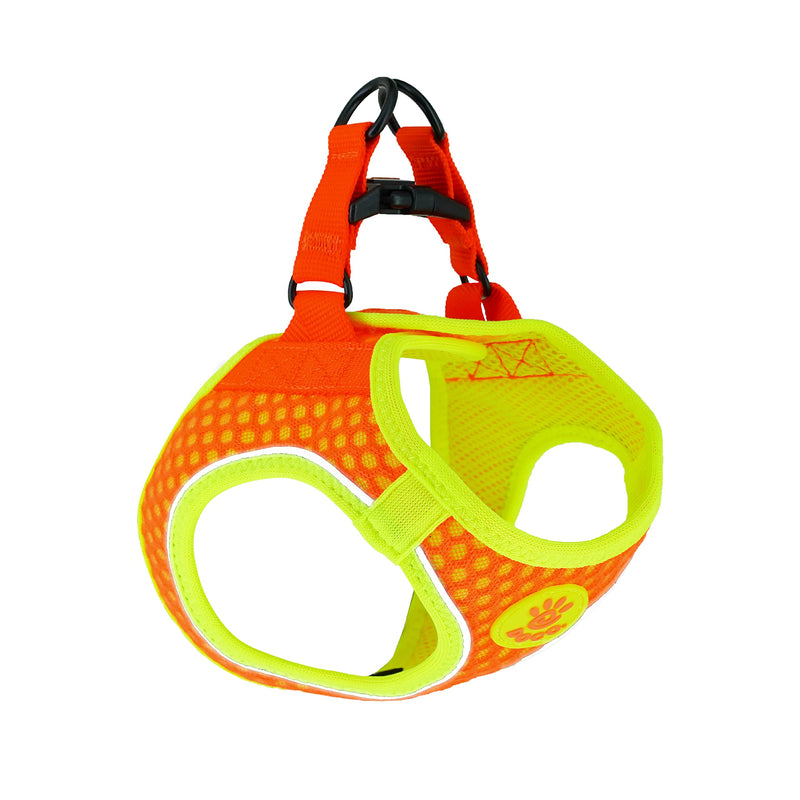 DOCO Athletica Small Dog Quick FIT Mesh Harness │ 2 Leash Clips, Heavy Duty No Choke Vest, Lightweight Reflective (Dogs and Puppies Under 30 lbs) Large (Chest: 18.5-19.5") Orange - PawsPlanet Australia