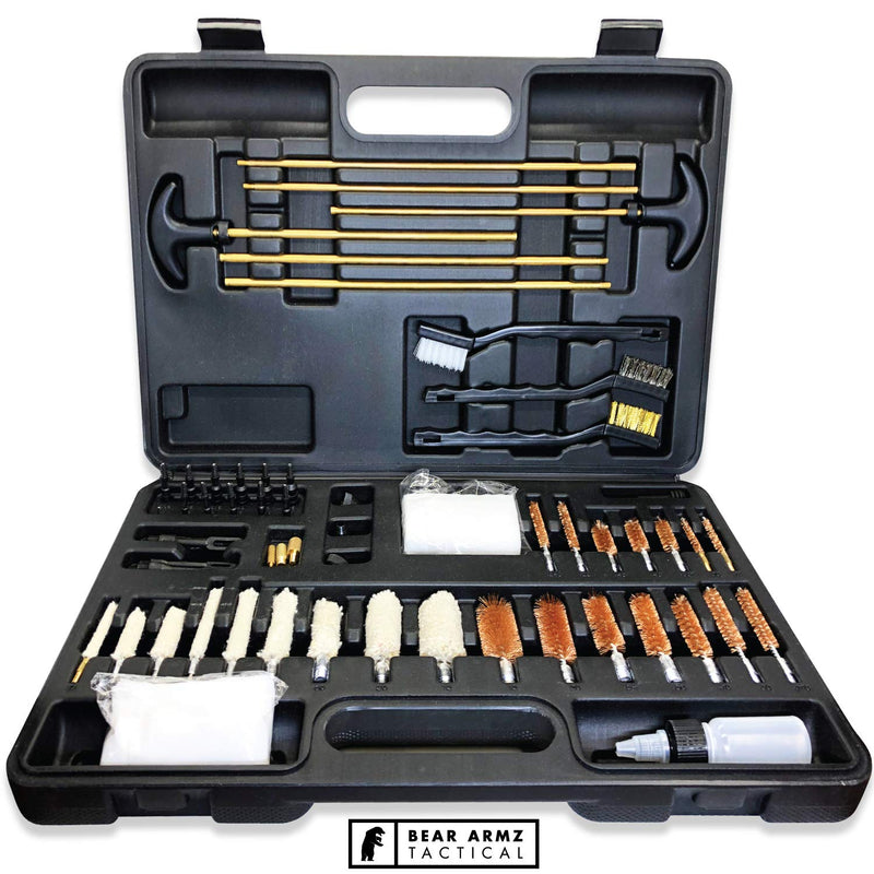 Universal Gun Cleaning Kit | American Company | Perfect for Shotguns, Rifles, Muzzle Loaders, Handguns and Pistols | Portable Case | Cleans Calibers .17- .50 Black Case with Nylon Jags and Loops