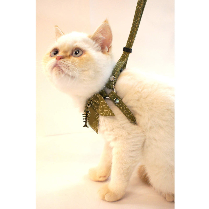 Zen Fish Charm Cat Harness & Leash Set (Green) Green - PawsPlanet Australia