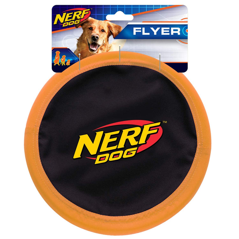 Nerf Dog Zone Flyer Dog Toy, Flying Disc, Lightweight, Durable and Water Resistant, Great for Beach and Pool, 10.5 inch diameter, for Medium/Large Breeds, Single Unit, Orange/Black - PawsPlanet Australia