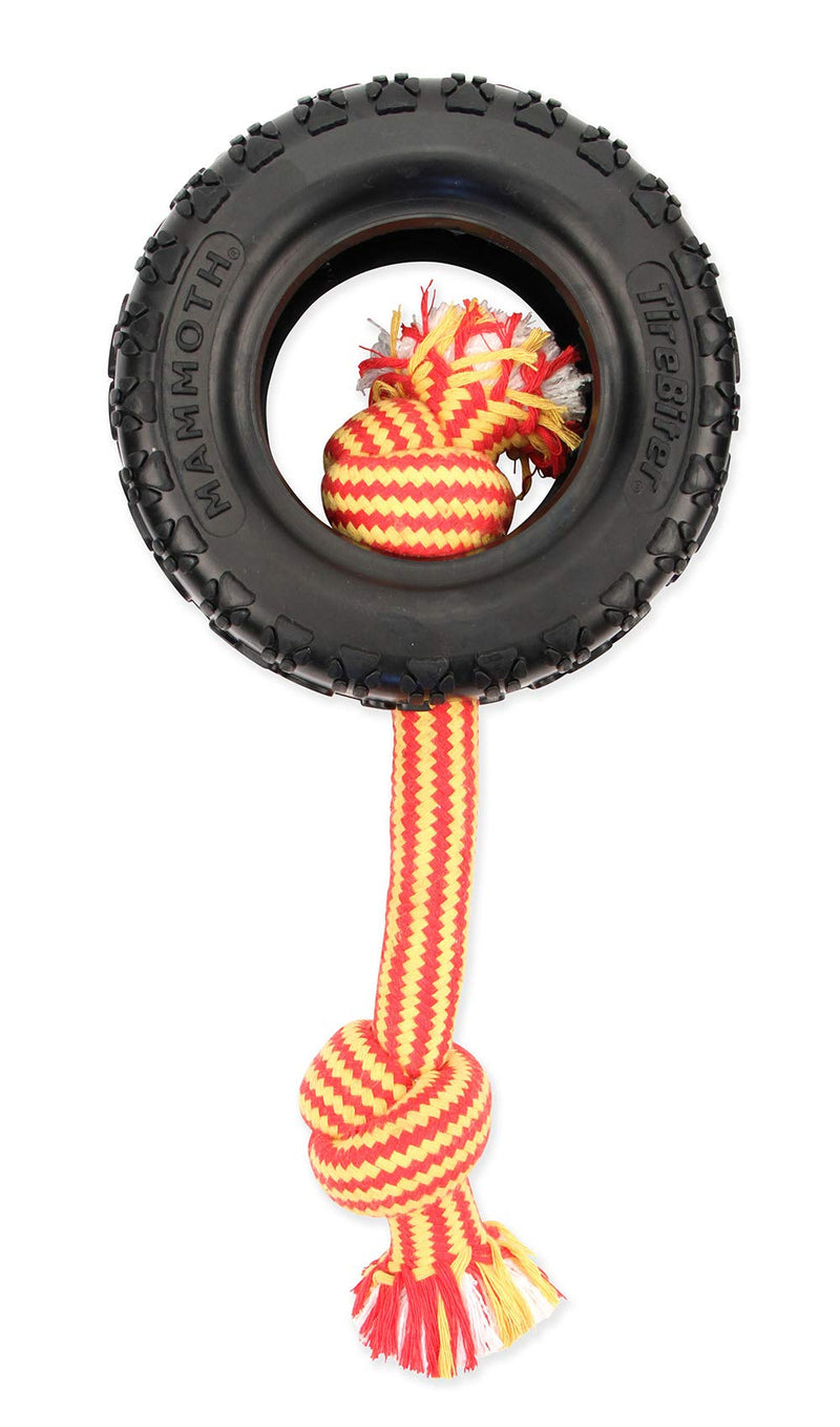 Mammoth TireBiterII with Cotton-Poly Rope – Natural Rubber Dog Toys for Extreme Chewers – Dog Toys for Extra Long Interactive Play – Aggressive Chewer Toys for Medium - Large Dogs - Large 6” Large 6" Tire w/Cotton-Poly Rope - PawsPlanet Australia