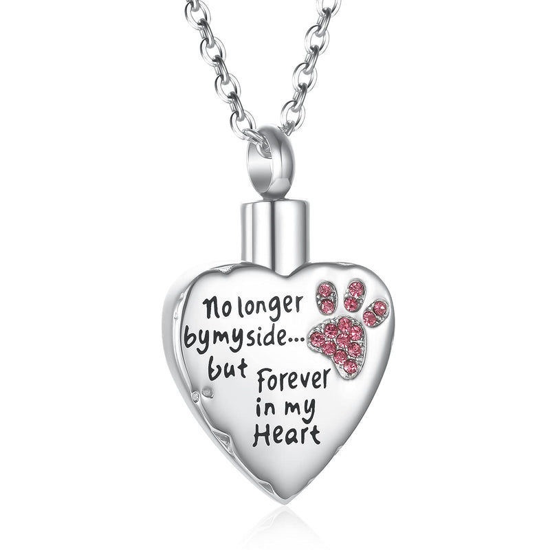 Fashion Pet Cremation Jewelry Stainess Steel Heart Keepsake Ashes Necklace Dog Cat Paw Memorial Urn Pendant Pink