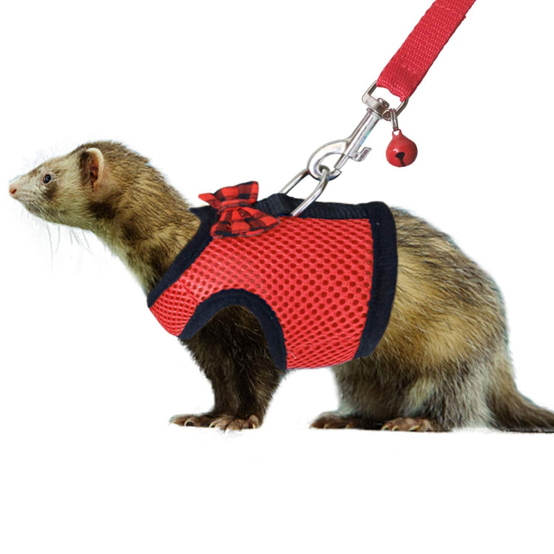 Rypet Small Animal Harness and Leash - Soft Mesh Pet Harness with Safe Bell, No Pull Comfort Padded Vest for Small Pet Red Small (Pack of 1) - PawsPlanet Australia