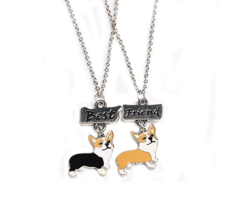 Best Friend Necklaces,Lovely Dog Pendant Friendship Set Metal Necklace for Valentine's Day Present Birthday Christmas Yellow+Black Corgi - PawsPlanet Australia