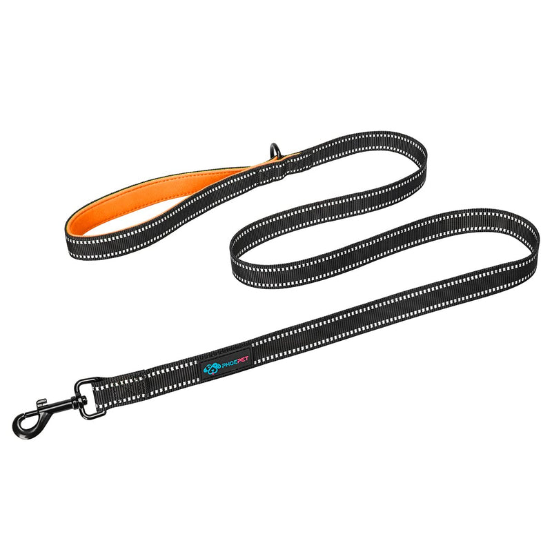 PHOEPET 5 Feet Heavy Duty Dog Leash - Reflective - Soft Padded Handle Traffic Grip for Extra Control (L,Orange) L(Width: 1") Orange - PawsPlanet Australia