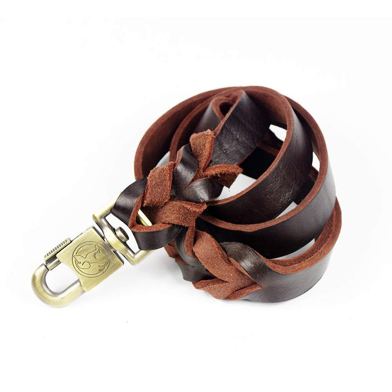 Leather Braided Dog Leash Water Resistant Heavy Duty Woven Leash for Large Medium or Small Dog Breeds with Lock Design Clasp Leads Rope for Dogs Training Walking Brown (47L x 0.98W inch) 47L x 0.98W inch - PawsPlanet Australia