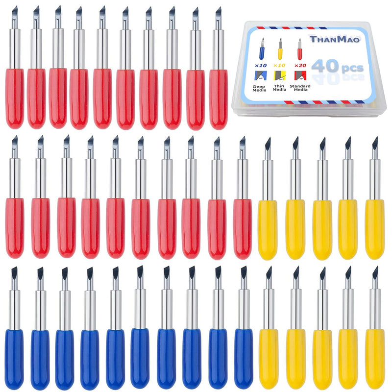 THANMAO 40 Pcs Replacement Blades Compatible with Explore Air 2/Air 3 /Maker/Maker 3/4 Cutting Machines - includ 10PCS Fine-Point Blades, 20PCS Standard Blaeds and 10PCS Deep Cutting Blades Multicolored 40 Pcs - PawsPlanet Australia