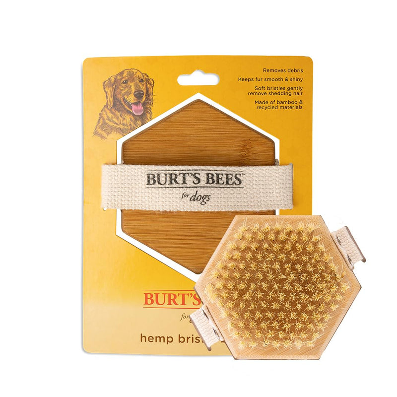 Burt's Bees for Pets Palm Brush with Hemp Bristles Best Ergonomic Dog Brush To Groom Large Dogs Easy to Hold Dog Brush Handle Reduces Stress On Your Wrist Ideal for Daily Grooming (Pack of 1) Brown 1 Count
