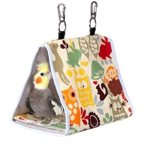 Bird Nest Snuggle Hut,Parrot Habitat Cave Hanging Tent for Small Medium Parrots Budgies Eclectus Parakeet Cockatiels Lovebird African Grey (Yellow Owl, S) Yellow Owl