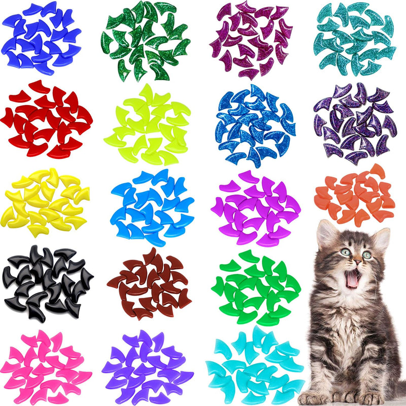 VICTHY 120pcs Cat Nail Caps | Cat Nail Covers | Cat Claw Caps with Adhesives and Applicators (Small) Small - PawsPlanet Australia