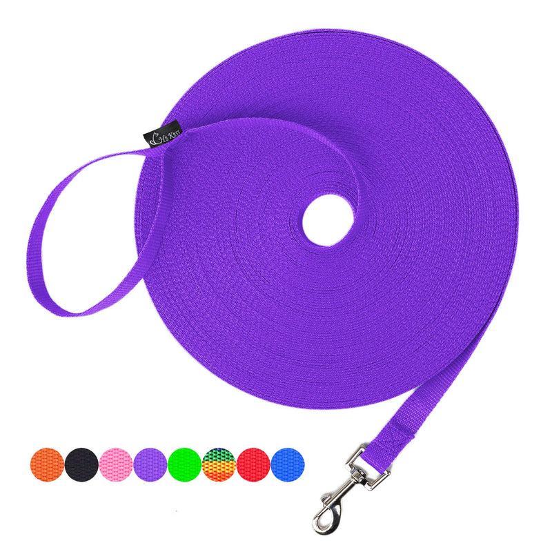 Hi Kiss Dog/Puppy Obedience Recall Training Agility Lead - 15ft 20ft 30ft 50ft 100ft Training Leash - Great for Training, Play, Camping, or Backyard Purple 30 Feet - PawsPlanet Australia