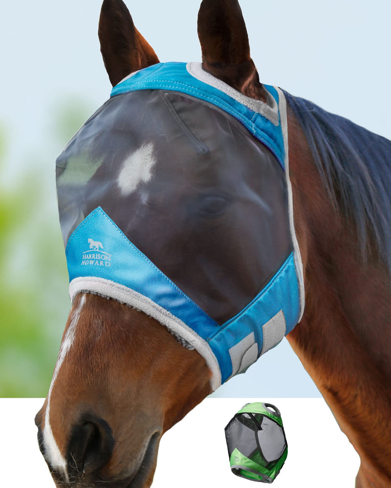Harrison Howard CareMaster Pro Luminous Fly Mask Large Eye Space Standard Voodoo Blue Full Size Full (Large) - PawsPlanet Australia